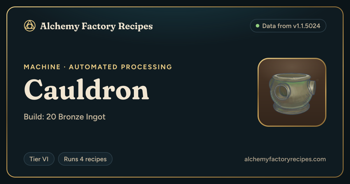 Cauldron: Recipes & Stats · Alchemy Factory Recipes